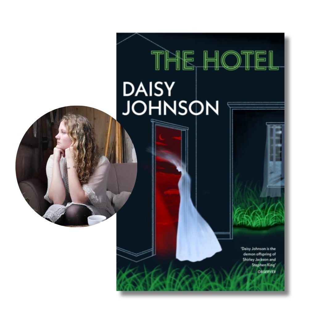 Book cover of The Hotel and author photo