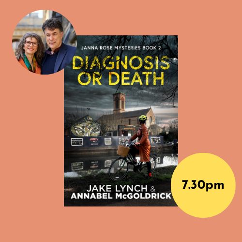 Poster with event title and book cover