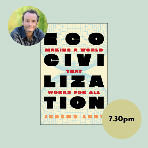 Poster with event title and book cover