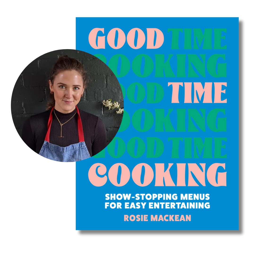 Book cover of Good Time Cooking and author photo