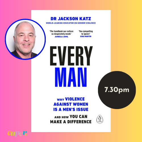 Book cover of Every Man and author photo with abstract background