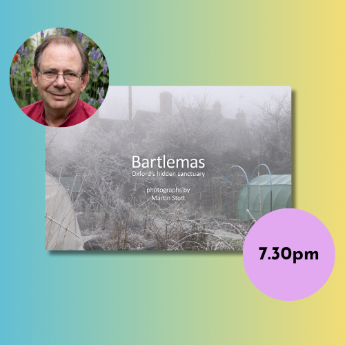 Image of book cover and author photo with abstract background