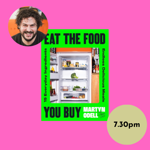 Poster with event title and book cover