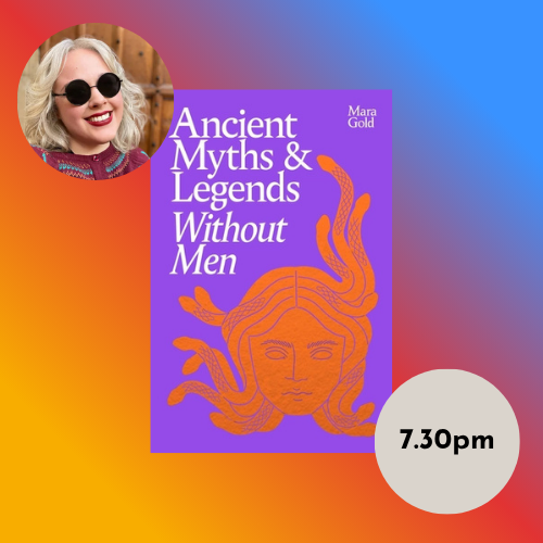 Image of book cover and author photo with abstract background