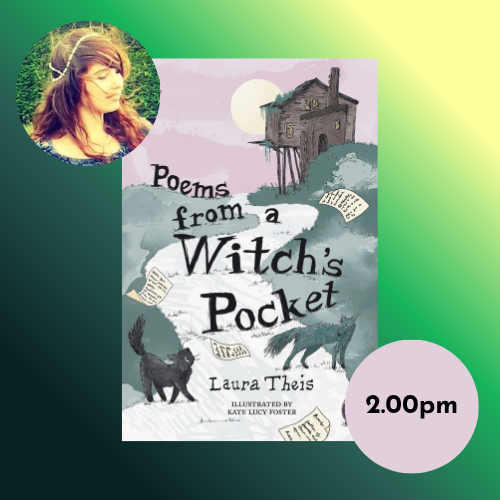 Author image, book cover and time on gradient background