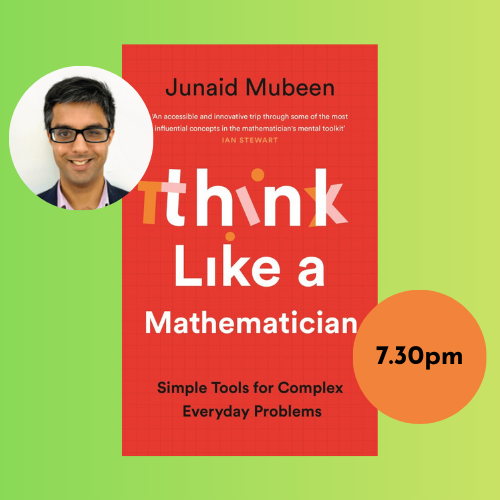 Image of book cover and author photo with abstract background